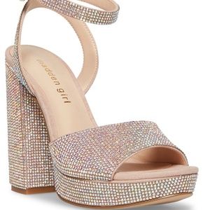 Madden Girl Summit Rhinestone Platform Sandals - Blush Multi Color, Size 6.5